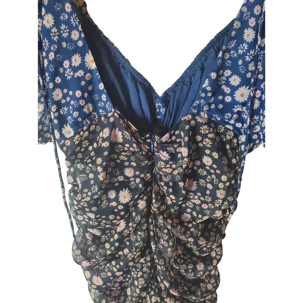 Free People Tessa Dress Floral Combo - Mini Chiffon Coastal Cowgirl, XS